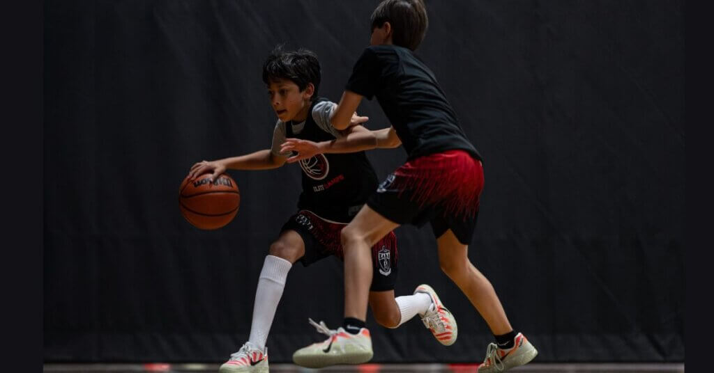 Basketball player at practise getting better