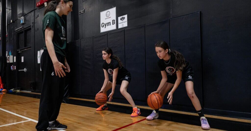 Girls playing basketball